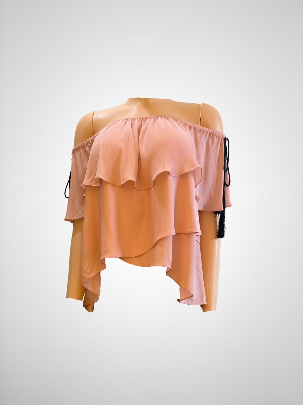 cinq a sept Off-Shoulder Ruffle Blouse in Blush Pink